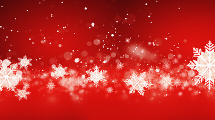 Obraz na płótnie Canvas Vibrant Red Winter Wonderland with Snowflakes and Stars - Generative AI
