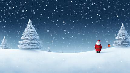 Enchanting Winter Wonderland: Santa Claus Illuminates Snowy Field with Lantern | Generative AI