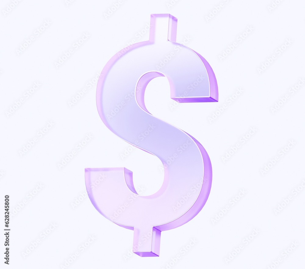 Poster dollar symbol icon with colorful gradient. 3d rendering illustration for graphic design, ui ux desig