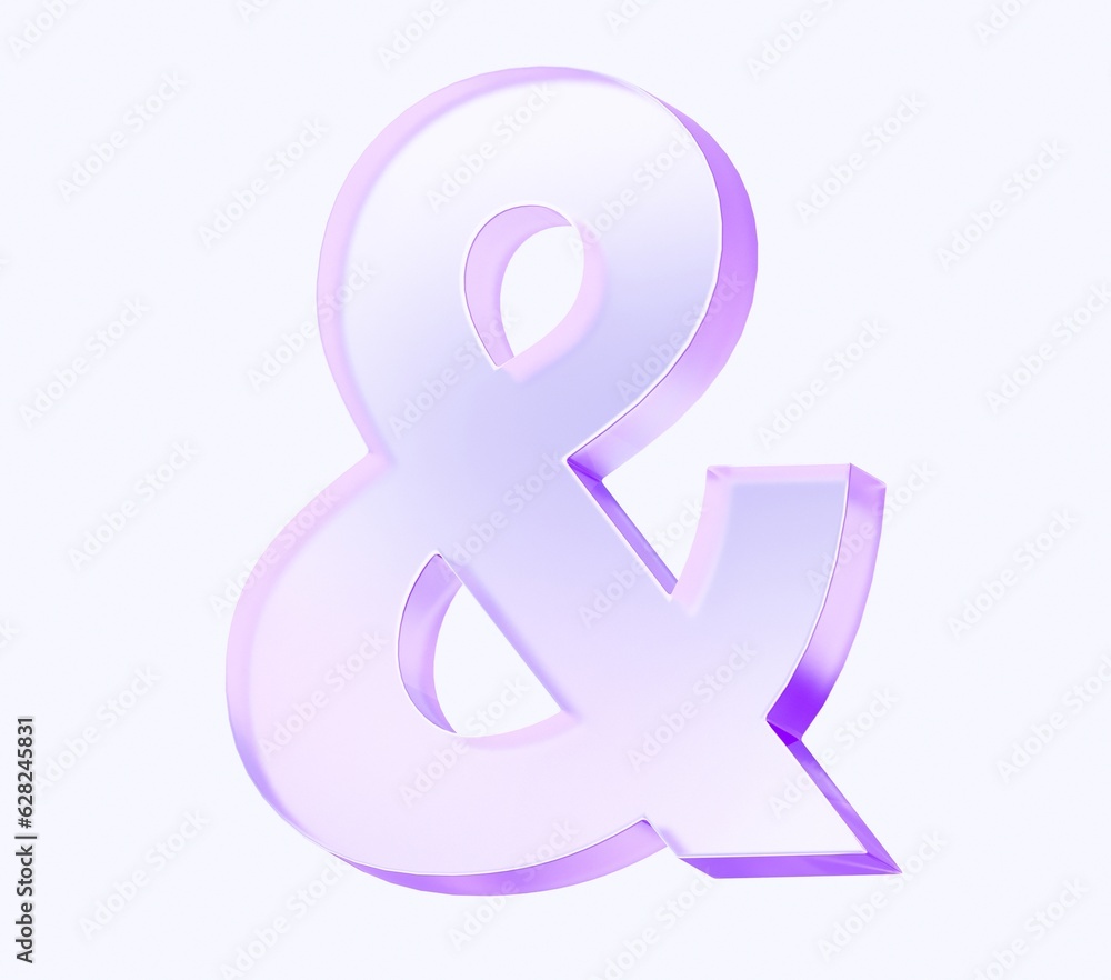 Poster ampersand symbol icon with colorful gradient. 3d rendering illustration for graphic design, ui ux de