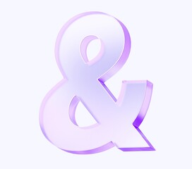 ampersand symbol icon with colorful gradient. 3d rendering illustration for graphic design, ui ux design, presentation or background. shape with glass effect