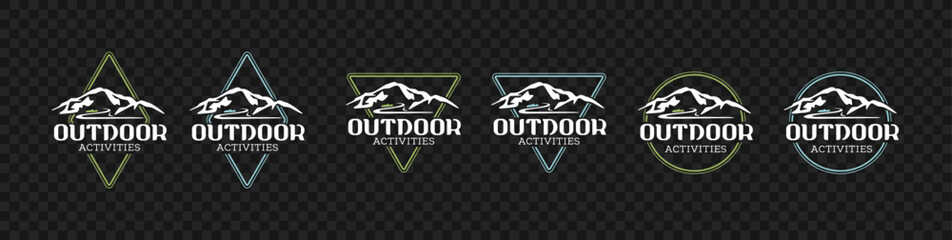 Set of vintage travel and camping vector labels. Mountain expedition and outdoor adventures logo design © artsterdam