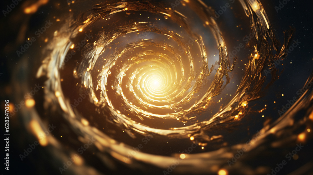 Aufkleber mesmerizing close-up of a radiant spiral object illuminated by a bright light, generative ai