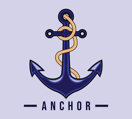 anchor logo icon with rope. vector, illustration, logo template.