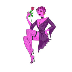 Halloween Vampire Pin-up Character Illustration