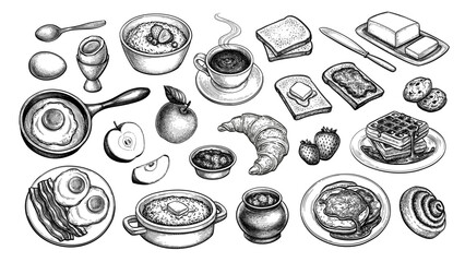 Breakfast sketches set