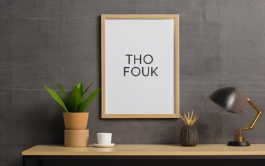 Empty frame with copy space poster or wall art mockup. Generative AI.