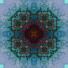 Seamless abstract square pattern. Alcohol ink in modern art. Mandala