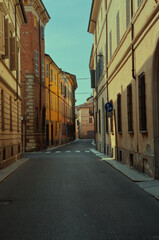 Fototapeta na wymiar A street in the center of Piacenza.