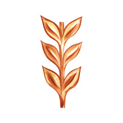 Pattern gold laurel branch. Element of Ancient Greece. Hand drawn watercolor. Laurel wreath. Isolate. For banners, packaging and labels patterns. For postcards, prints and textiles.