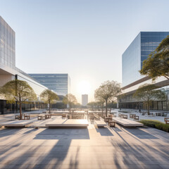 empty parking lot with modern building