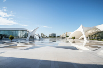 Fototapeta premium empty parking lot with modern building
