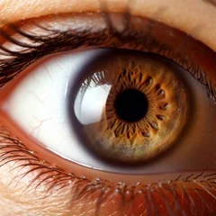 Tuinposter An eye close up macro color brown iris generative AI   © Pasqualino