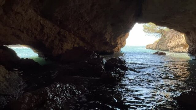 sea cave eyes, inside the cave grotto.