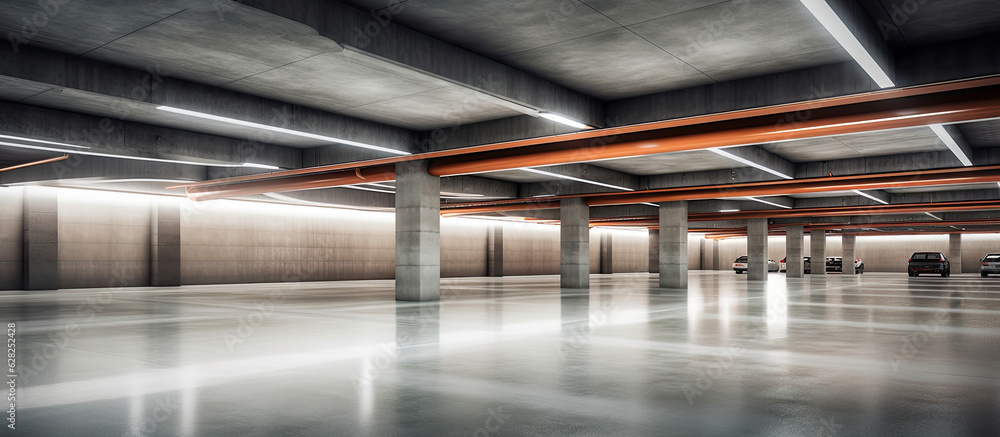 Wall mural Empty underground parking background with copy space