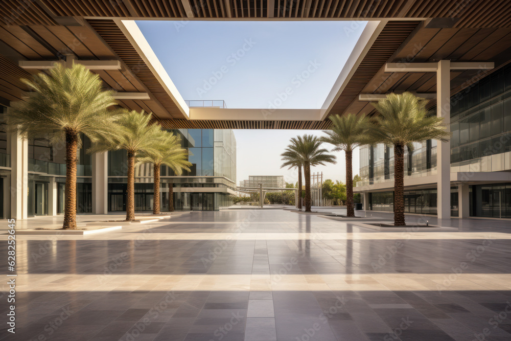 Canvas Prints modern building with empty floor at night