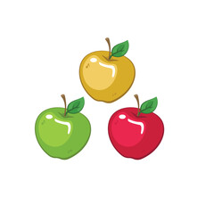 Different color apples vector illustration, apples flat icon
