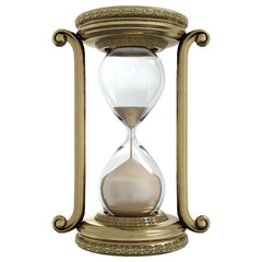 3d rendering golden hourglass isolated png - obrazy, fototapety, plakaty