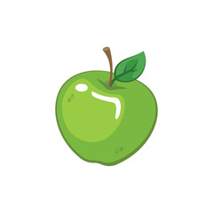 Green apple vector illustration, apple flat icon