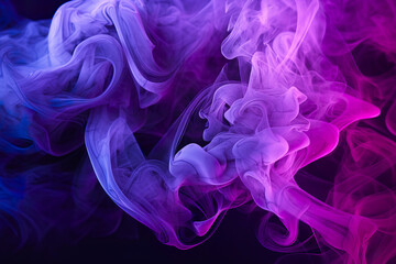 Background made with smoke in blue and purple colors. Abstract background in minimalist smoke in blue, purple and magenta dark gray. Color mist abstract background. Generative AI