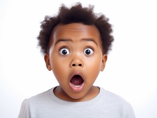 Portrait of a pretty African child making amazed shoked expression on her face