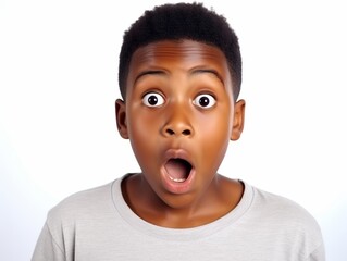 Portrait of a pretty African child making amazed shoked expression on her face