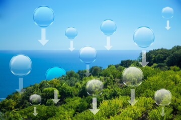 CO2 emissions concept on nature background