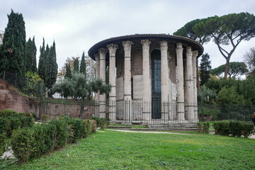 Fototapeta na wymiar Rome, Italy - 27 Nov, 2022: Temple of Heracles Victor (Hercules Olivarius)