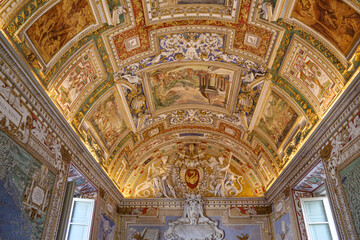 Fototapeta na wymiar Rome, Italy - 26 Nov, 2022: The Galleria della Carte Geografiche or Gallery of Maps in the Vatican Museum