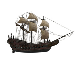 3d rendering pirate ship fantasy isolated