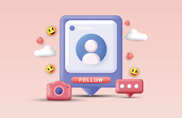 Follow us 3d template for social media