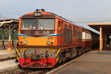 Train station in the countryside in the morning, at normal times, no one came to the service. Popular tourist service in the tourist season.
