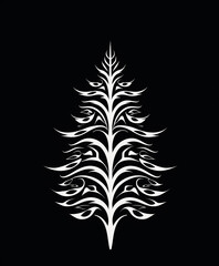 Graphic Christmas tree, white on black, graphic t-shirt design