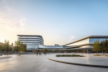 Obraz premium empty parking lot with modern building