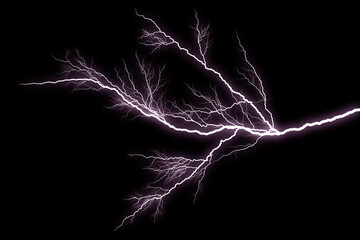 Set of  Lightning and thunder bolt  isolated  on black background,The concept of the intensity of...