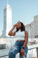 beautiful black girl traveling alone