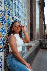 beautiful black girl traveling alone