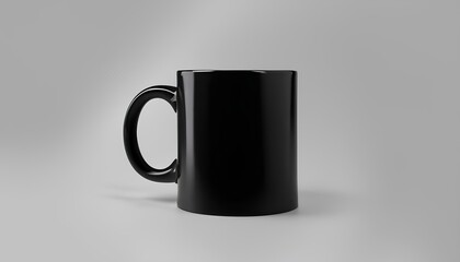 Black Mug or Cup Mockup in for Drink or Coffee for Branding with Soft Shadow Background