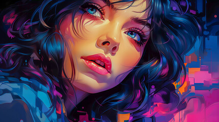 Obraz premium Ethereal Anime Beauty: Portrait Illustration of a Mesmerizing Anime Girl, Generative AI