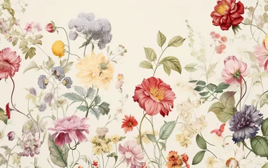 Fototapeten A wallpaper with a floral pattern that says. spring © MUS_GRAPHIC