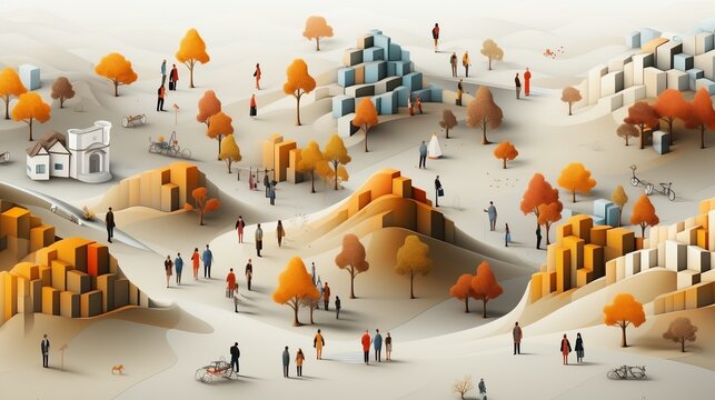 A Paper World Comes Alive: Isometric City with Lively People and Buildings