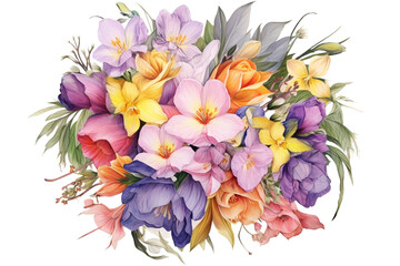 bouquet of flowers retro hand draw illustration