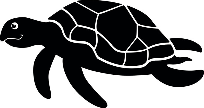 Turtle sea animal silhouette - vector template for logo or pictogram. Sea turtle silhouette for an icon or sign on a marine theme
