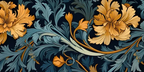 Möbelaufkleber AI Generated. AI Generative. FLoral botanical flowers leaf pattern background texture. Graphic Art © AkimD