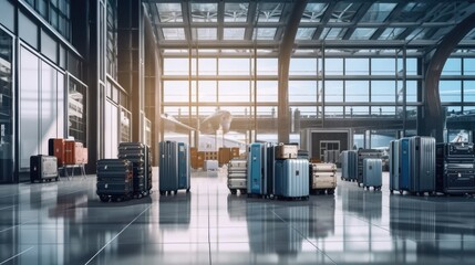 Suitcases of arriving flights. Generative AI
