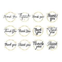 Thank you. Handwritten modern brush lettering inside a golden circle.