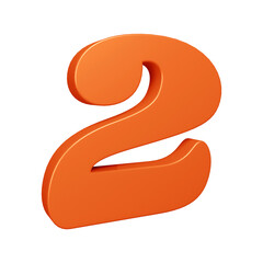 3d orange number 2 design for math, business and education concept 
