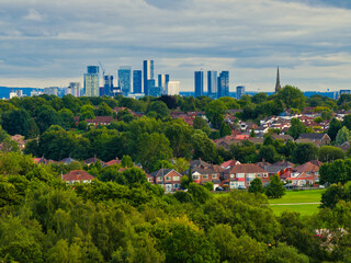 Fototapeta premium Manchester's amazing skyline panoramic aerial shot taken from Heaton Park. 