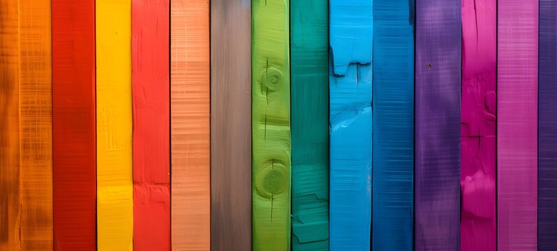 Rainbow Colors on Painted Wood
