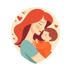 mother and child vector logo